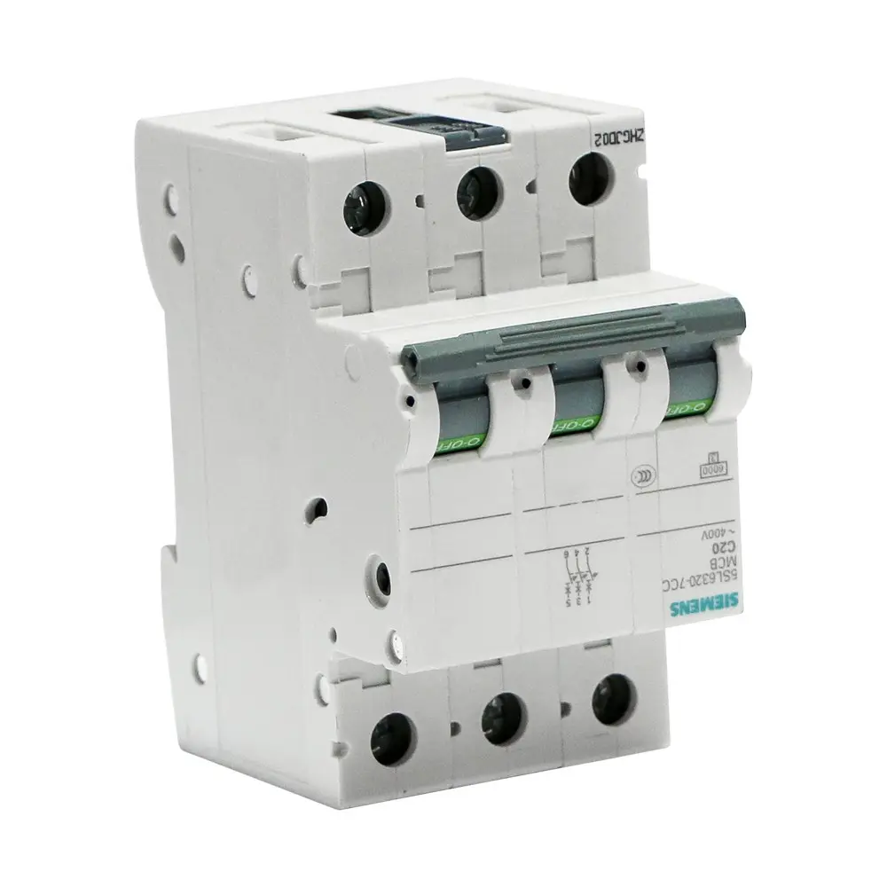 Interruptor automático 400V 6kA, 3 polos, C, 20A SIEMENS (5SL6320-7CC)